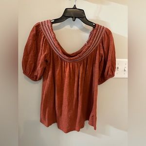 A.N.A Burnt Orange Flowy Off the Shoulder Top